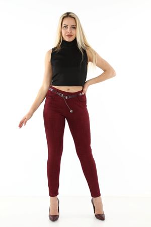 Ekoseli Kemersiz Kışlık Esnek Pantolon L1-1695