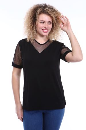 Kısa Kol  Büyük Beden Bluz 2D-1787