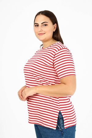 Çizgili Geniş Kalıp T-shirt 22C-1794