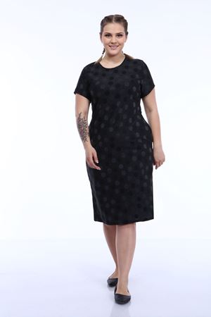 Kısakol Cepli Puantiyeli Büyük Beden Elbise 29E-1796