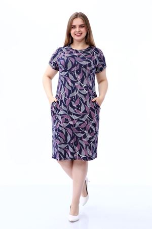 Cepli Desenli Büyük Beden Elbise 13C-1806