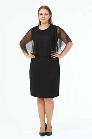 İncili Şallı Büyük Beden Elbise 18C-1849