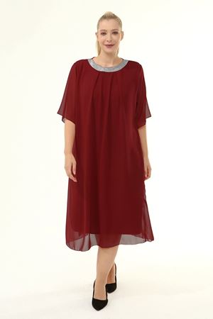 Büyük Beden Şifon Elbise 16E-1862