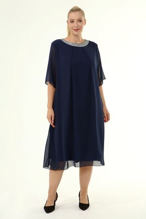 Büyük Beden Şifon Elbise 17E-1863