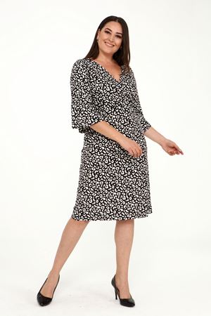 Volan Kol Desenli Büyük Beden Elbise 5D-1927