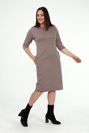 Jakarlı Cepli Kışlık Büyük Beden Elbise 25D-1934