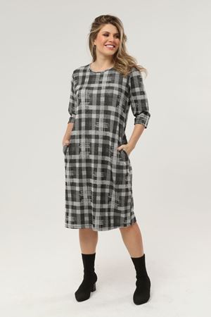 Desenli Cepli Kışlık Büyük Beden Elbise 34D-1950