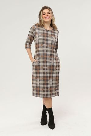 Desenli Cepli Kışlık Büyük Beden Elbise 16D-1951