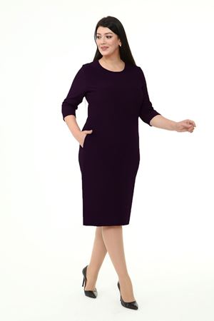 Jakarlı Cepli Kışlık Büyük Beden Elbise 7D-1953