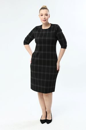 Jakarlı Cepli Kışlık Esnek Elbise 4A-1944