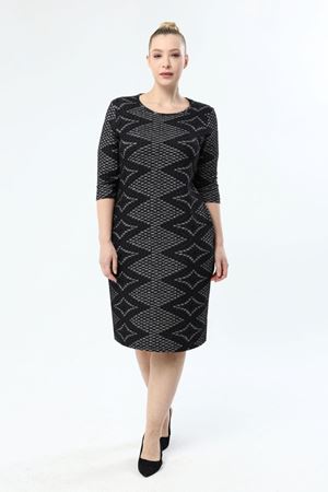 Jakarlı Cepli Kışlık Esnek Elbise 24E-1948