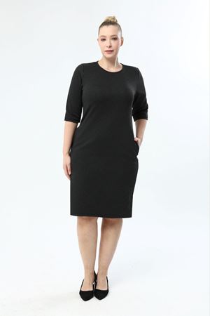 Jakarlı Cepli Kışlık Esnek Elbise 24D-1954