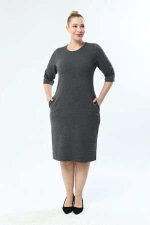 Jakarlı Cepli Kışlık Esnek Elbise 8F-1965