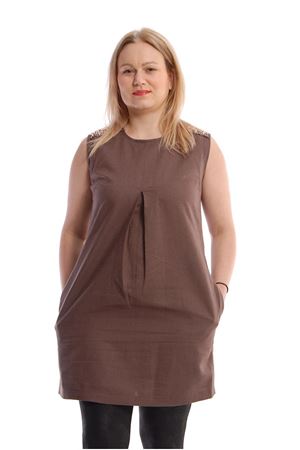 Keten Omuzları Taşlı Tunik j10-66761