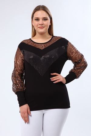 Işıltılı Büyük Beden Bluz 25D-1991