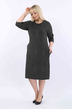 Jakarlı Cepli Kışlık Büyük Beden Elbise 30A-2025