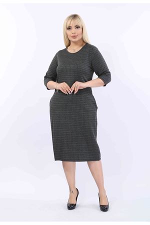 Jakarlı Cepli Kışlık Büyük Beden Elbise 3D-2027