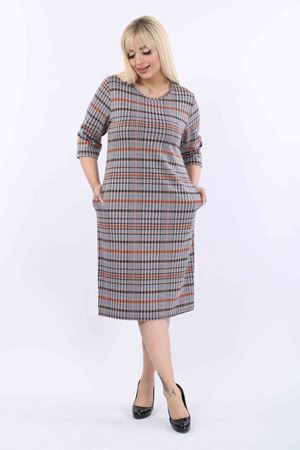 Jakarlı Cepli Kışlık Büyük Beden Elbise 16A-2028