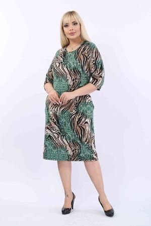 Desenli Cepli Büyük Beden Elbise 38C-2016