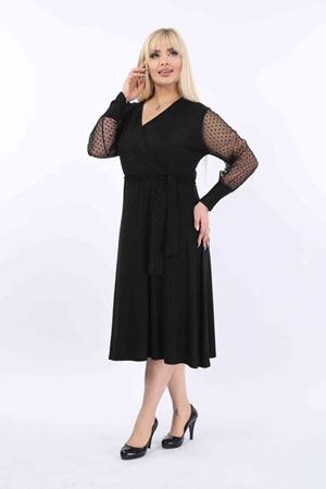 Büyük Beden Kruvaze Yaka Esnek Elbise 37B-2031