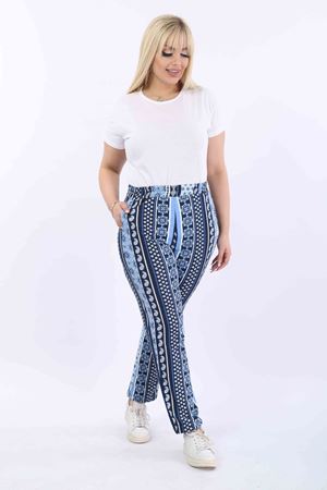 Büyük Beden Desenli Cepli Pantolon 3A-2032