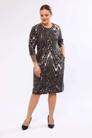 Desenli Cepli Büyük Beden Elbise 30A-2045