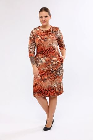 Desenli Cepli Büyük Beden Kışlık Elbise 21B-2048