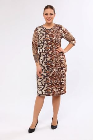 Desenli Cepli Büyük Beden Kışlık Elbise 21B-2049