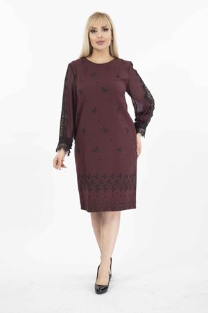 Jakarlı Kumaş Tül Kol Büyük Beden Cepli Fermuarlı Elbise G10-2073