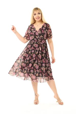 Kruvaze Yaka Büyük Beden Yazlık Elbise 17B-2083