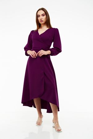 Büyük Beden Vatkalı Atlas Elbise 18K-19366