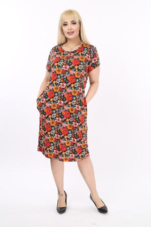 Kısakol Cepli Büyük Beden Elbise 18C-2087