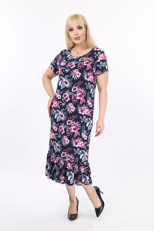 Elegance Desenli Büyük Beden Elbise 27A-2092