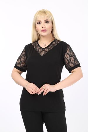 Kısa Kol  Büyük Beden Bluz 2D-17881