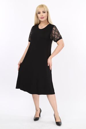 Kol Detaylı Büyük Beden Siyah Elbise 2C-17891