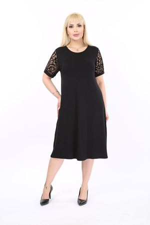 Kol Detaylı Siyah Elbise 4C-17931