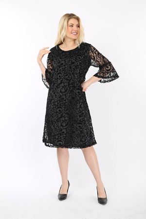 İspanyol Kol Büyük Beden Simli Astarlı Elbise 37D-2091