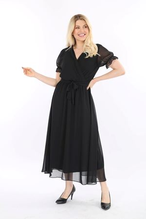 Büyük Beden Uzun Şifon Elbise 16B-2132