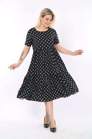 Büyük Beden Dokuma Kumaş Yazlık Elbise F1-2135