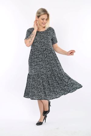 Büyük Beden Dokuma Kumaş Yazlık Elbise F1-2136