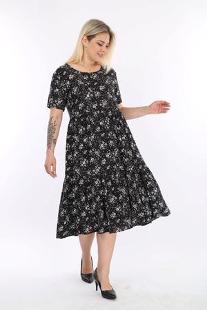 Büyük Beden Dokuma Kumaş Yazlık Elbise F1-2137