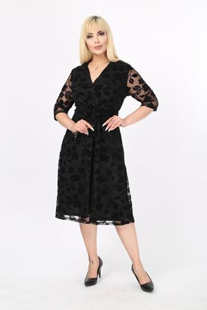 Kruvaze Yaka Büyük Beden Abiye Elbise 9A-2146