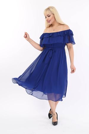 Madonna Yaka Büyük Beden Şifon Elbise 18E-2150