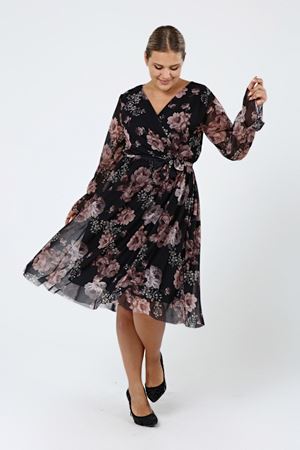 Kruvaze Yaka Büyük Beden Elbise 33A-2156