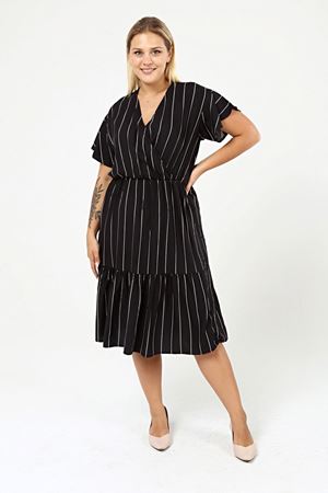 Büyük Beden Dokuma Kumaş Yazlık Elbise 22E-2162