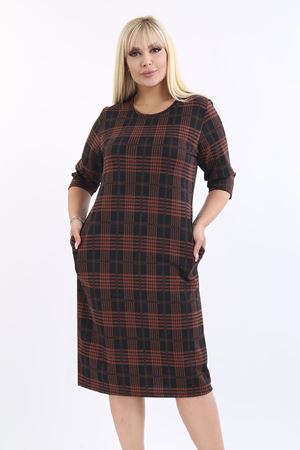 Jakarlı Cepli Kışlık Büyük Beden Elbise 33D-2180