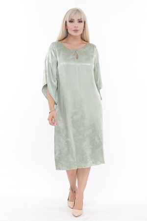 Büyük Beden Jakarlı Saten Elbise 21D-2184