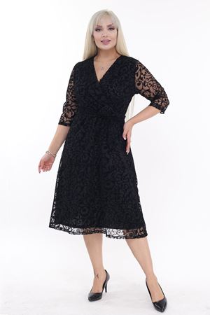 Kruvaze Yaka Büyük Beden Abiye Elbise 30Y-2209