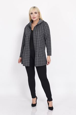 Büyük Beden Cepli Kapüşonlu Hırka 8A-2214