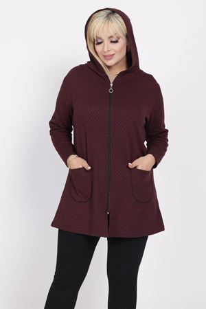 Büyük Beden Cepli Kapüşonlu Hırka 4F-2217